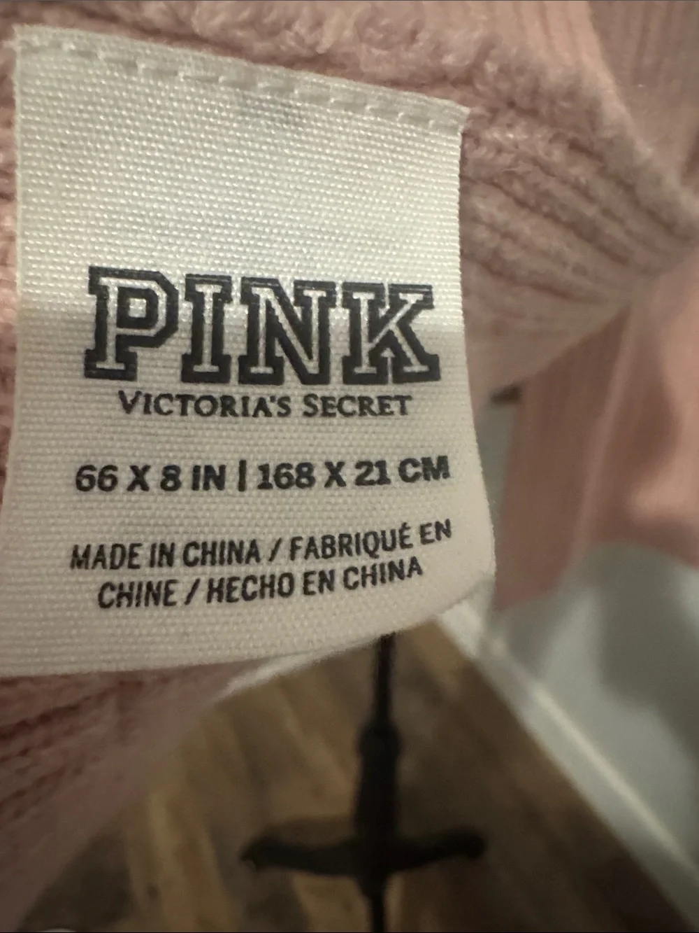 PINK Victoria's Secret Ribbed Knit Scarf in Blush Pink